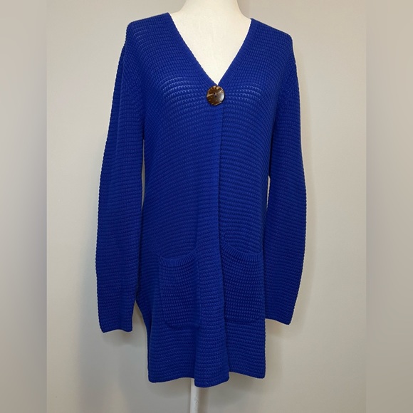 Coldwater Creek Knit Royal Blue Cardigan - Picture 1 of 7